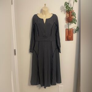 EShakti Grey Midi Dress Half Zip